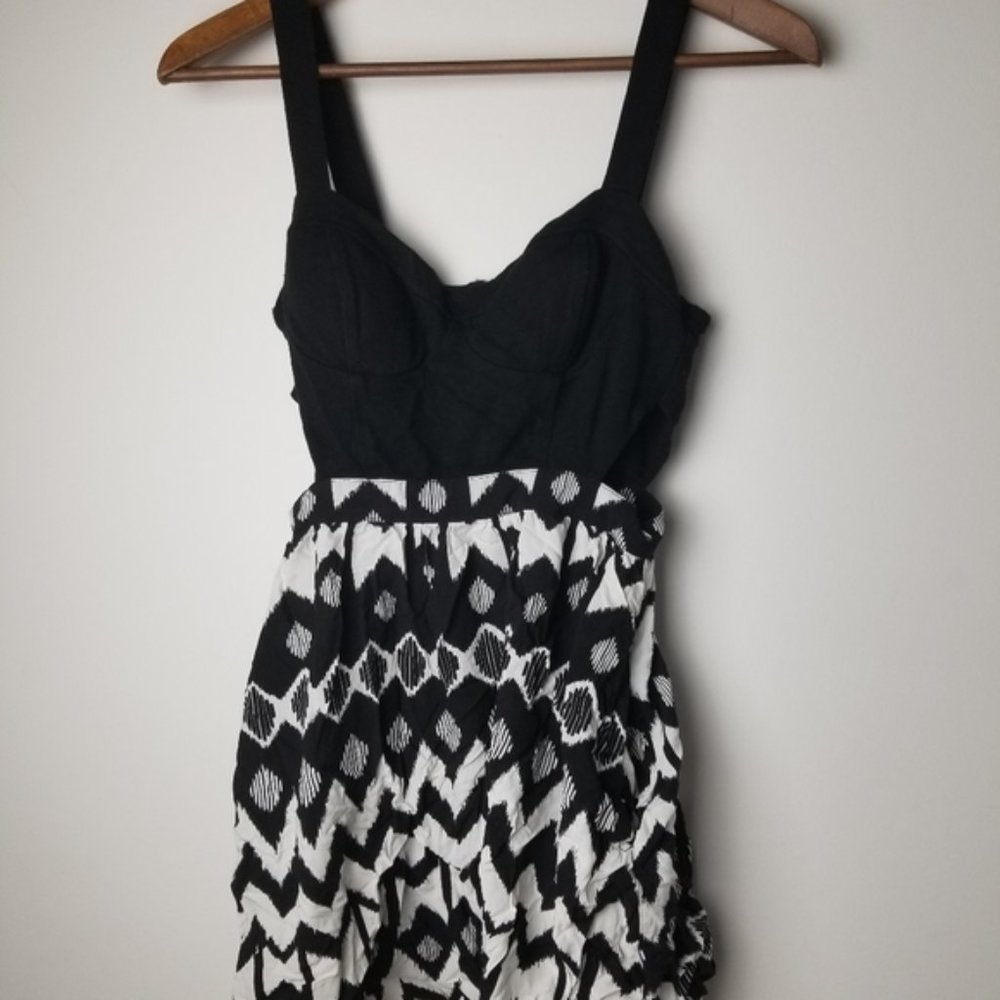 Padded Bra Black & White Mini Dress S